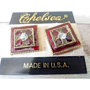 Vintage 1980s Chelsea Gold-Tone Earrings with Surgical Steel Posts